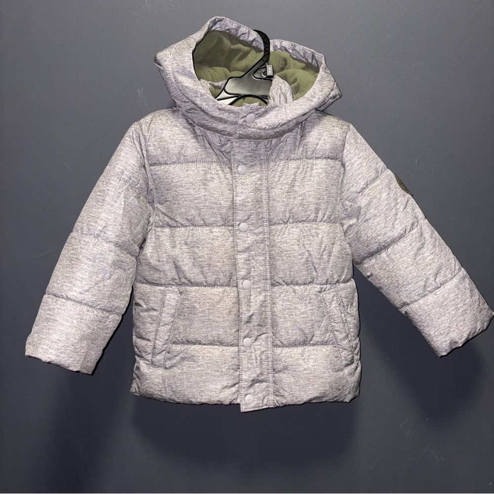 Baby GAP 3 Toddlers Kids Gray Green Full Zip Hooded Puffer Jacket